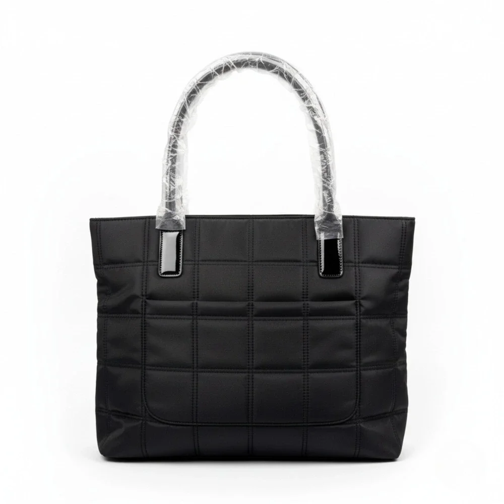 GIVENCHY Parfums Nylon Quilted Tote Bag Black Pink Lining Purse Pouch NWT